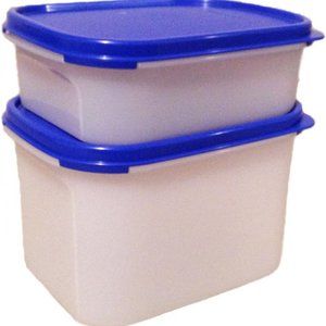 NEW Tupperware Mod Mates MINI RECTANGLE Blue 2pc Set